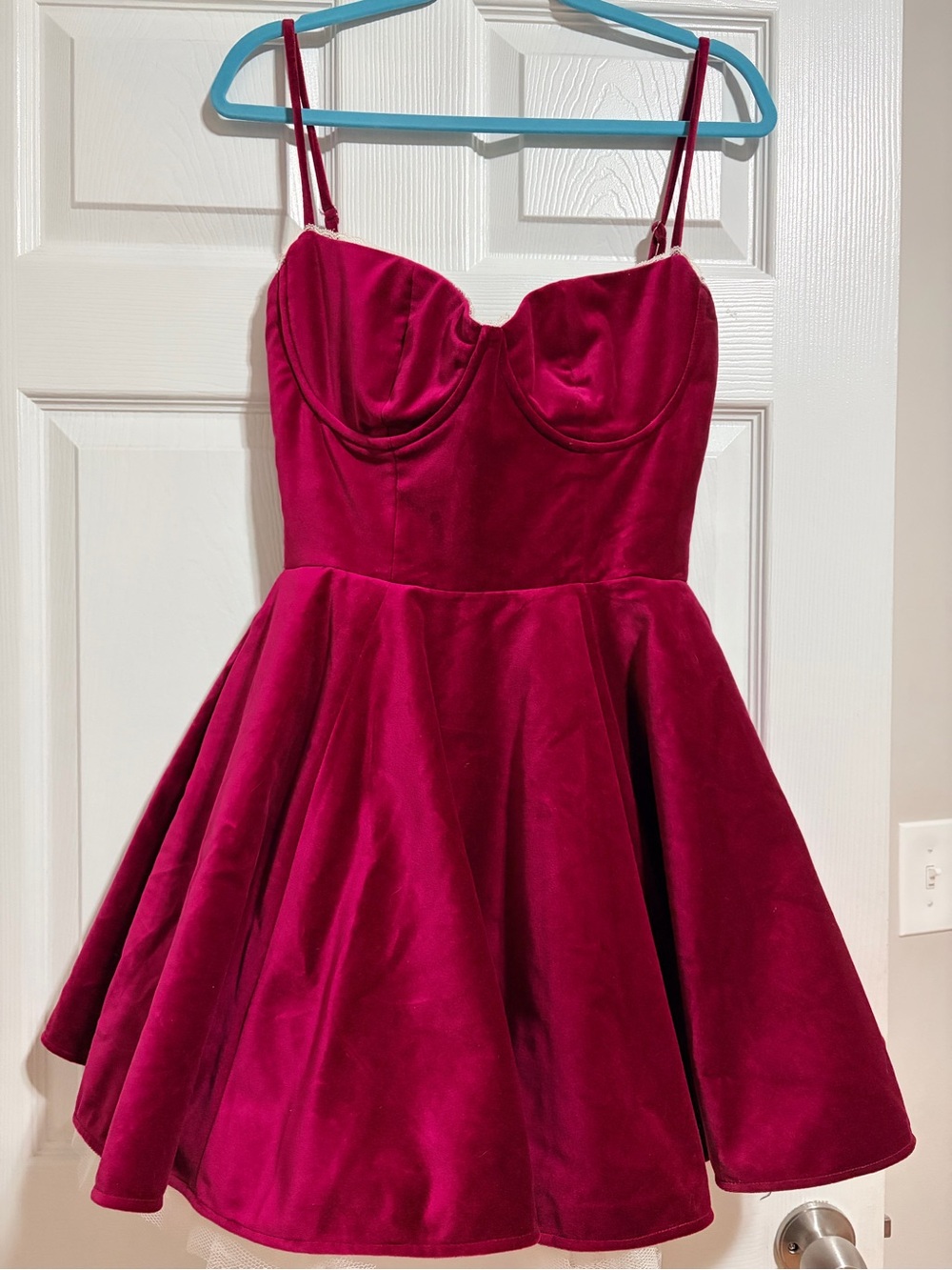 House of CB Womens Burgundy Minimoiselle Tulle Satin Mini Dress - M bigger cup